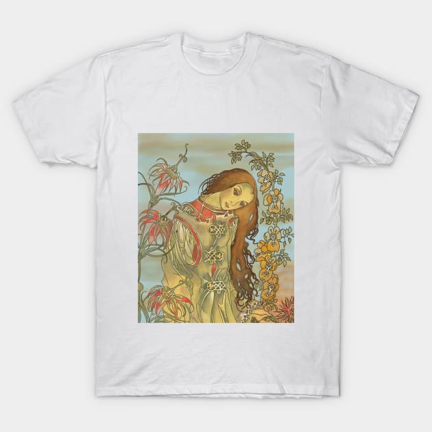 Pre-Raphaelite Girl 2 (Blue) T-Shirt by Soth Studio